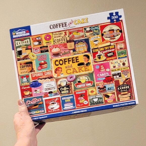 White Mountain COFFEE and CAKE Jigsaw Puzzle 500 pieces - Picture 1 of 8
